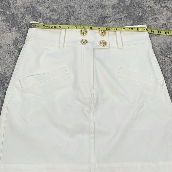 NWT Derek Lam 10 Crosby Tove Embossed Button Mini Skirt Soft White Sz 8 - Picture 8 of 15